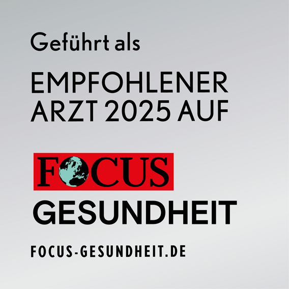 Plakette empfohlener Arzt 2025. Focus Gesundheit 2025 Plakette empfohlener Arzt 2025. Focus Gesundheit 2025